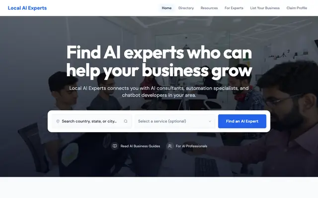 Screenshot of the localaiexperts.com homepage