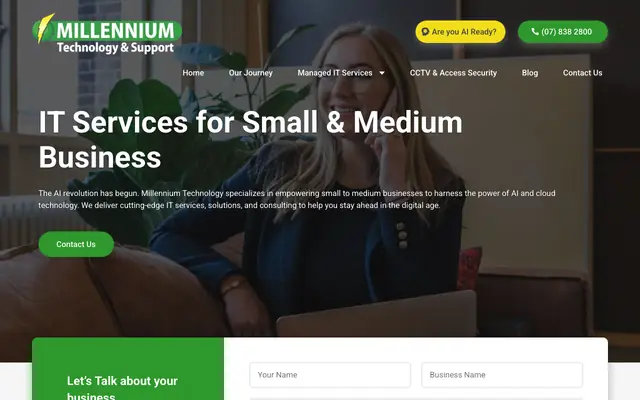 Screenshot of the millenniumtechnology.co.nz homepage